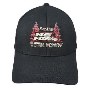 Vintage Sobe No Fear Super Energy Supplement Flexfit Hat Black Size L/XL Flames